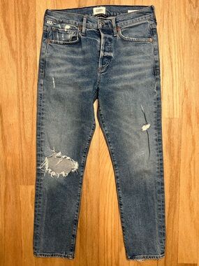 Citizens Of Humanity NWOT Distressed Medium Blue Slim Straight Jeans